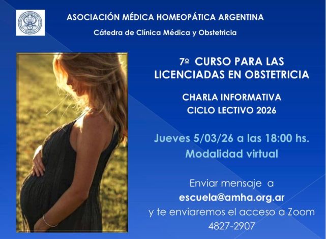 Formación en Homeopatía para Ginecólog@s 1 La Asociación Médica Homeopática Argentina (AMHA) invita a participar de una charla informativa sobre su propuesta de formación: el “Curso de Homeopatía para Licenciadas/os en Obstetricia”